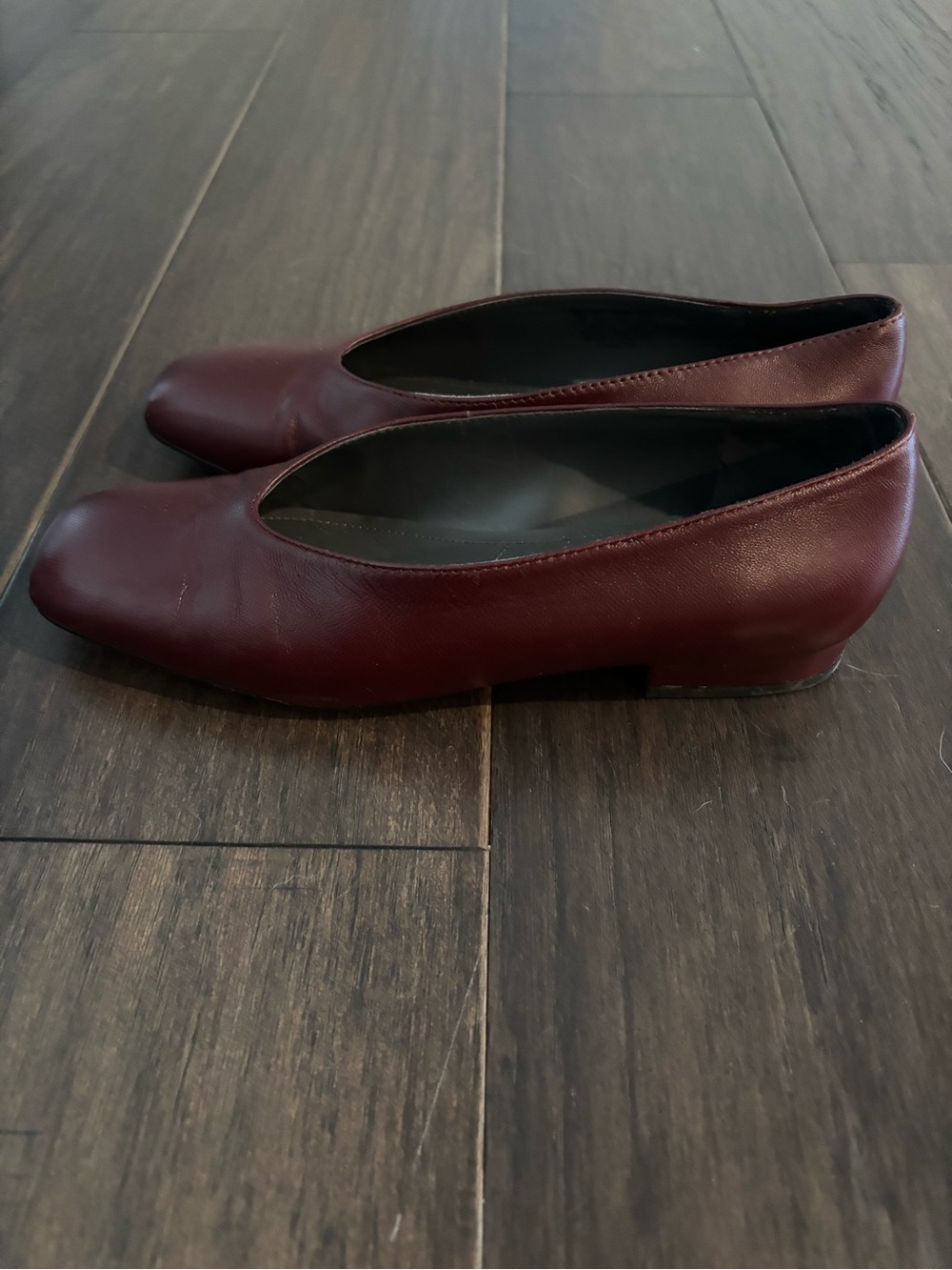Franco Sarto Wine Leather Square-Toe Ballet Flats - Picture 2 of 4